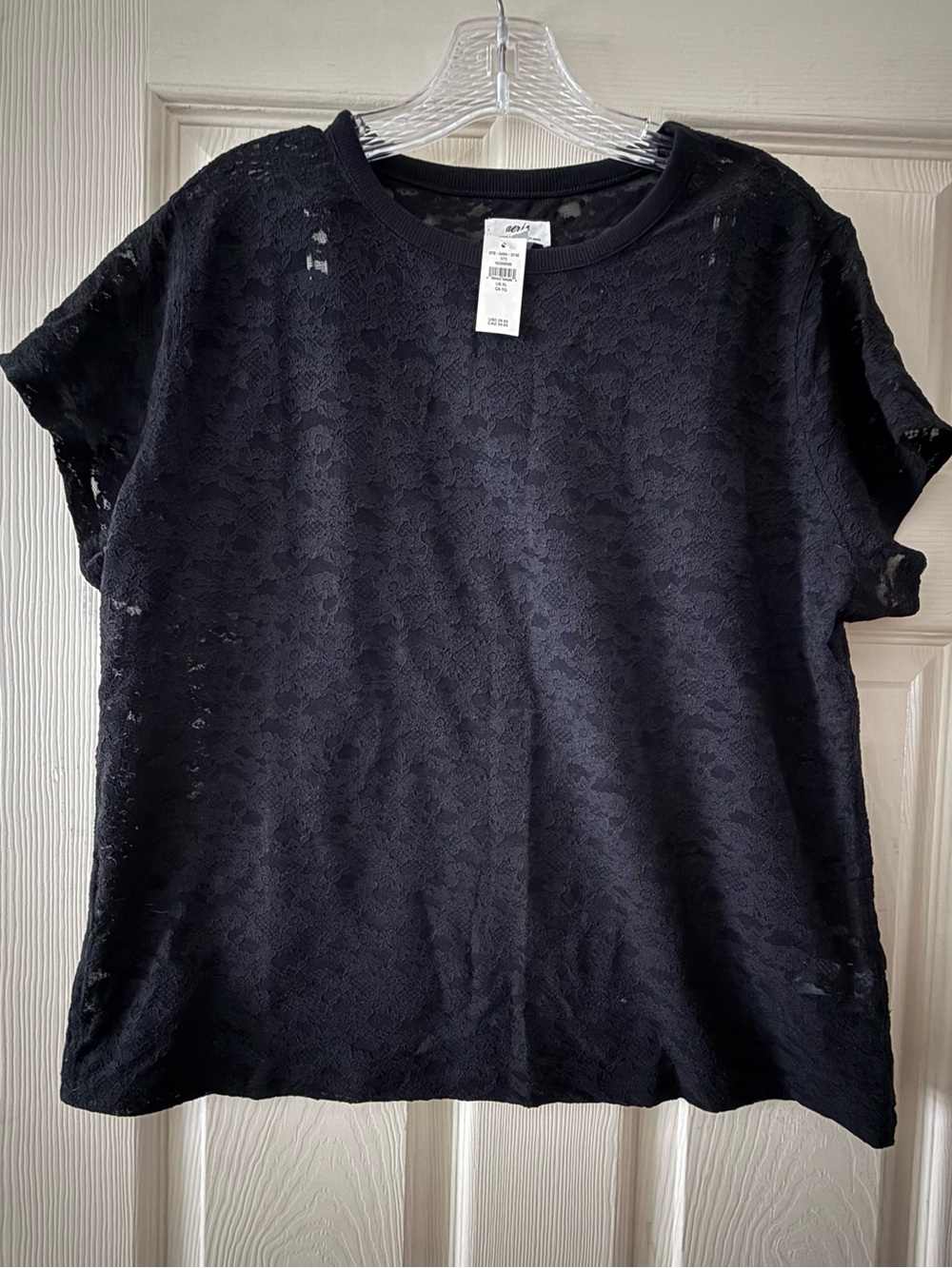 aerie Black Lace Short Sleeve Tee